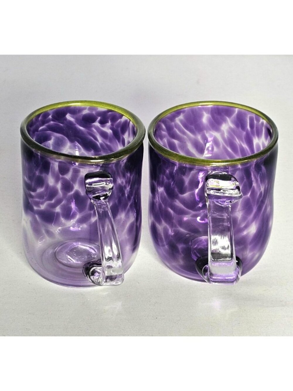 2 Vtg 1994 Signed Hand Blown Art Glass Mugs Pacific Northwest Studio Glass Polly - Picture 4 of 11